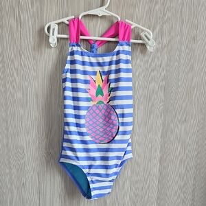 Kids Blue and Pink Pineapple One Piece Swimsuit
